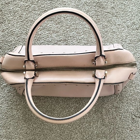 Kate Spade Light Pink Zip Up Leather Studded Handbag Satchel - Picture 3 of 10